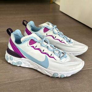 Nike React Element 55 Women’s Sneakers, Football Gray-Psychic Blue, Size 10